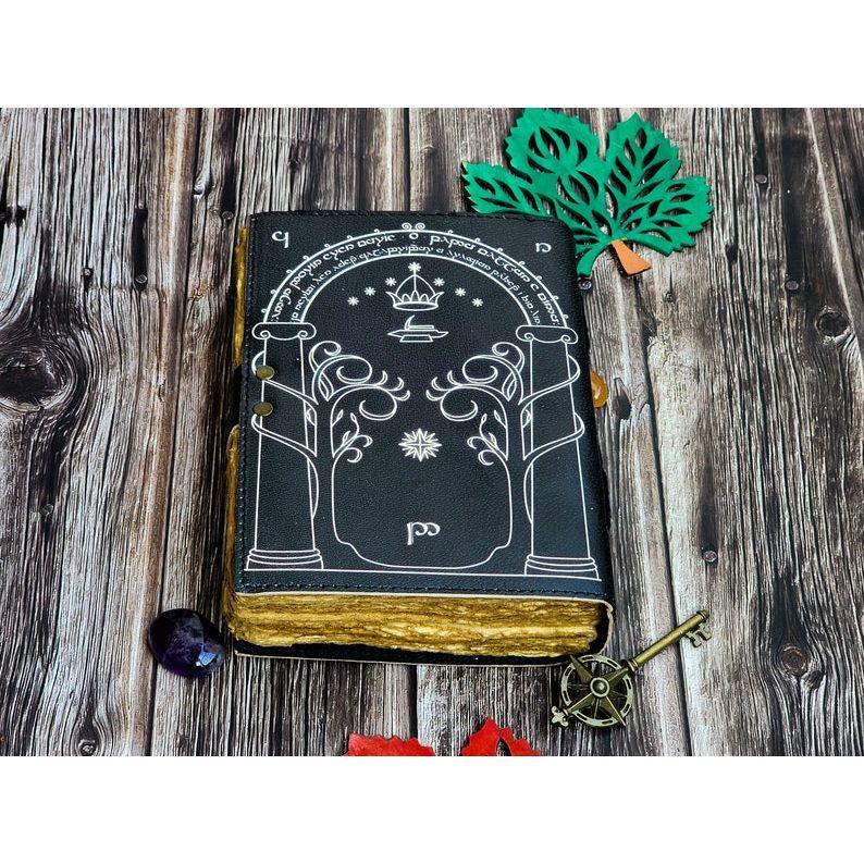 Leather Journal, Doors of Durin, Tolkien Lord of the Rings, Gift for him, gift for her, Book of shadows, fantasy journal, wedding guest book