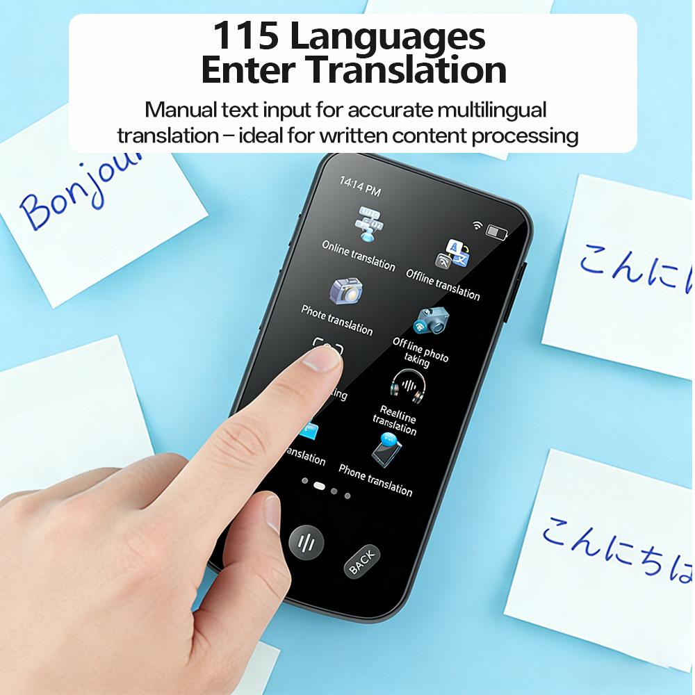 Portable T27 160 Languages Translator Device 4G Sim 2+16GB Voice Photo Translate AI Real Time Online Offline Translation for Travel Globally Universal