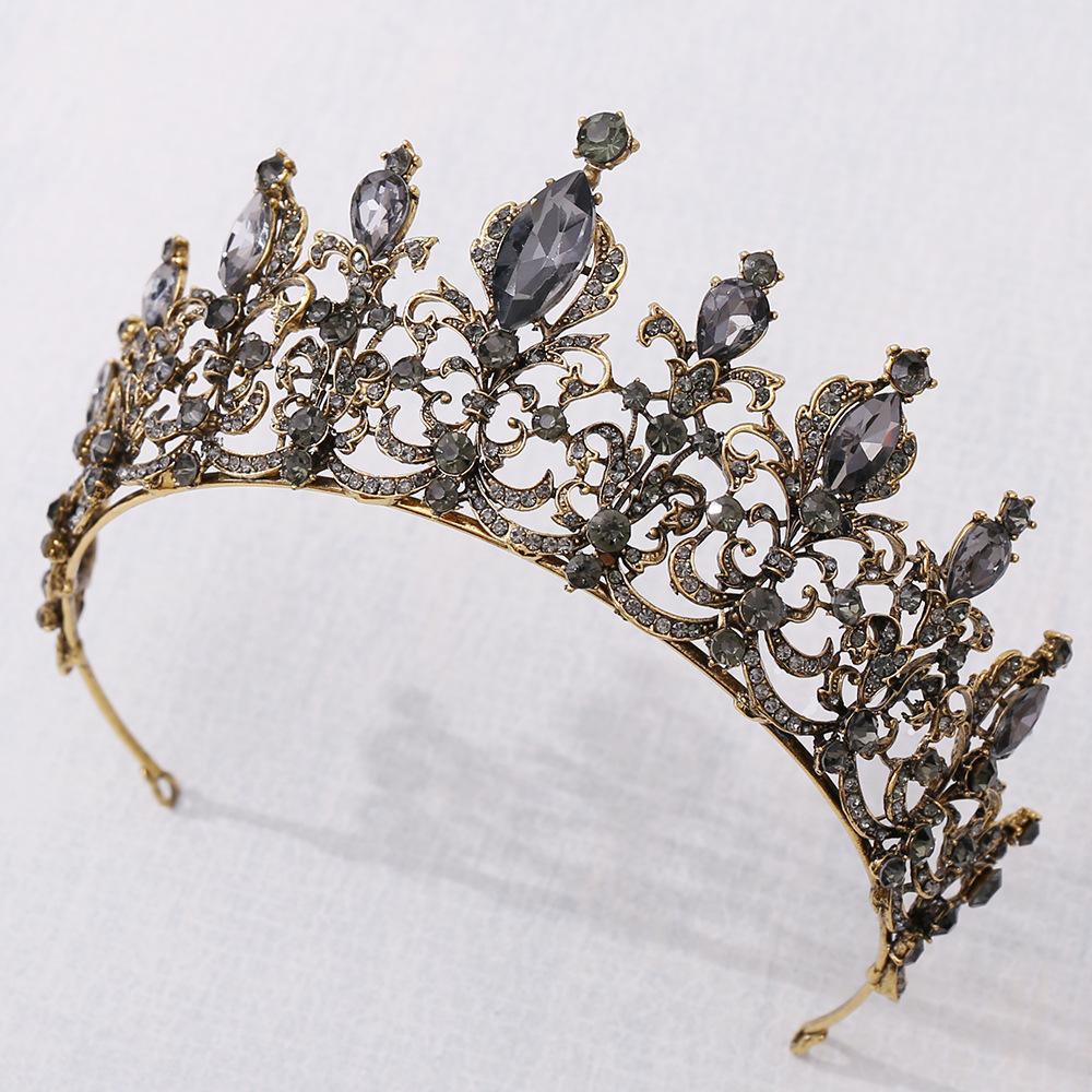 Vintage Hochzeit Krone Braut Kopfschmuck Barock Schwarz Kristall Tiaras Kronen Braut Party Hochzeit Haar Zubehör