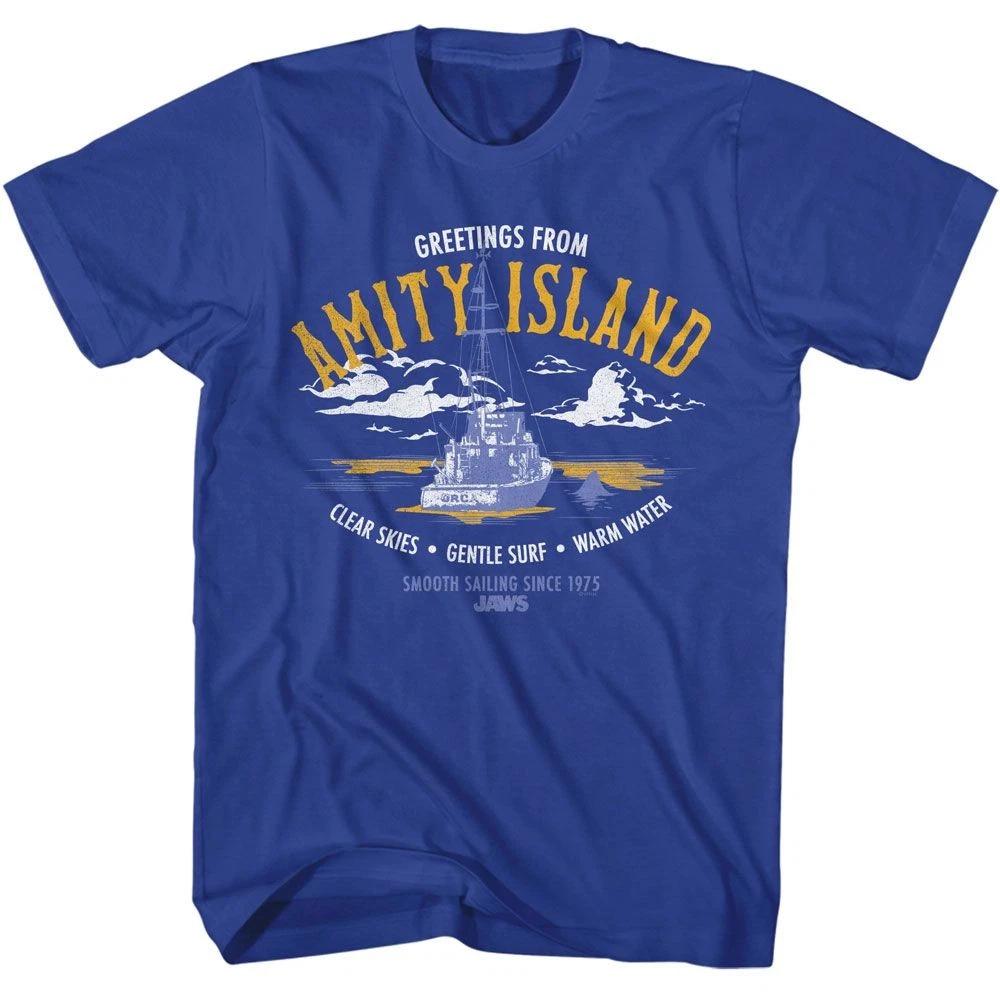 Jaws - Greeting From Amity Island - American Classics - Solid Blue Short S 110