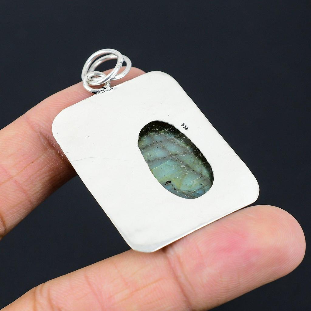 Daughters Day Sale 925 Sterling Silver Labradorite Gemstone Wife Pendant Jewelry