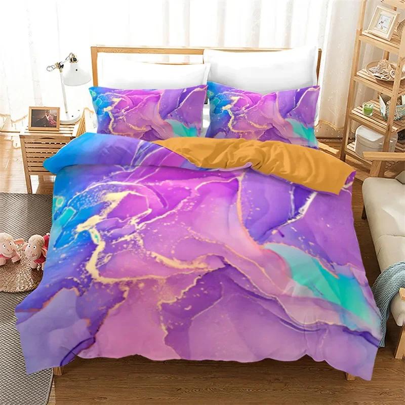 Marble Duvet Cover Abstract Geometric Bedding Set Microfiber Full Queen King Comforter Cover For Kids Girls Boys Bedroom Decor