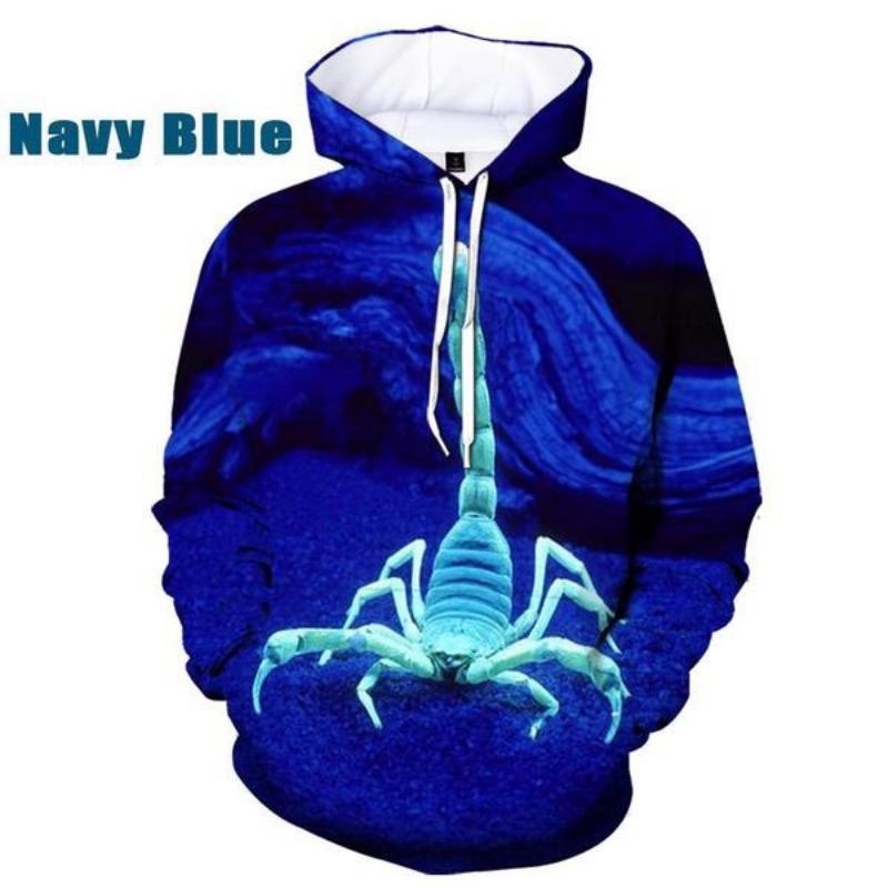 Cool Fashion 3D Printed Hoodie Animal Scorpion Men's Personality Sweatshirt Men Hooded Pullover Sweatshirts