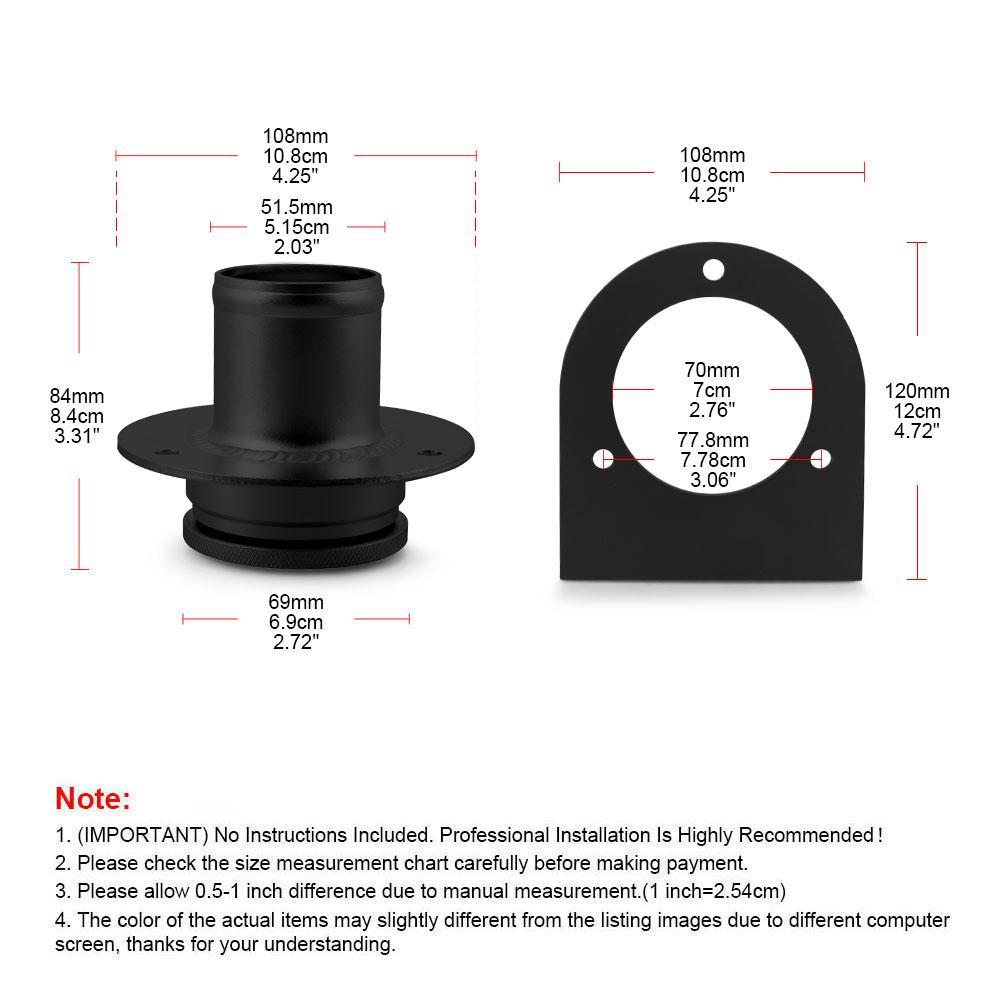 For 2" Hose Connection 17-2530 Remote Fuel Tank Filler Neck With Billet Aluminum Gas Cap & Weld-On Steel Mount Bracket
