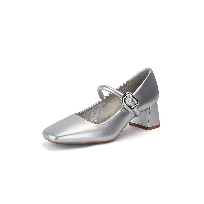 Spring Autumn Women Pumps Women Square Toe Chunky Heel Mary Janes Shoes Women Wedding Party Shoes Classics High Heels