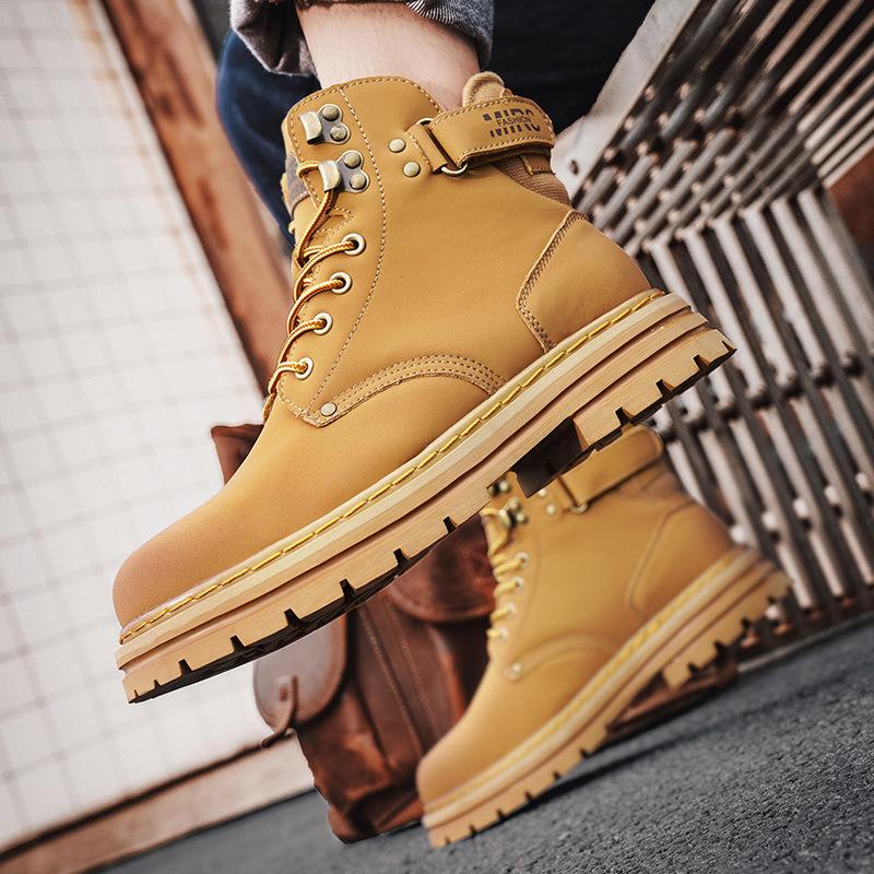 Autumn and Winter Tooling Boots Couple Leather Big Head Leather Shoes Big Yellow Boots High Top Shoes Men's Casual Shoes