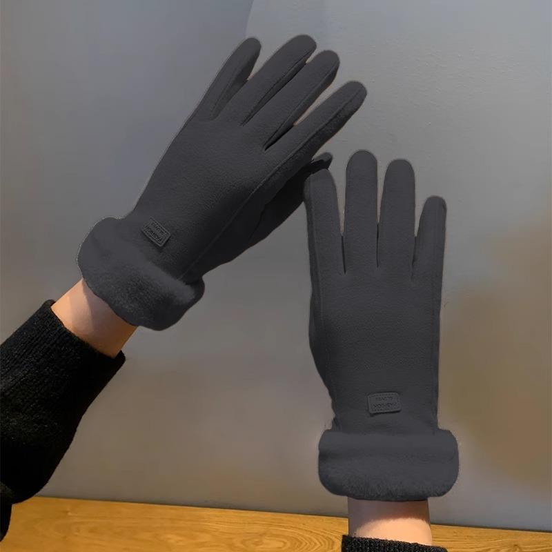 Plush gloves women's winter 2025 new versatile driving warm touch screen windproof cold finger riding gloves