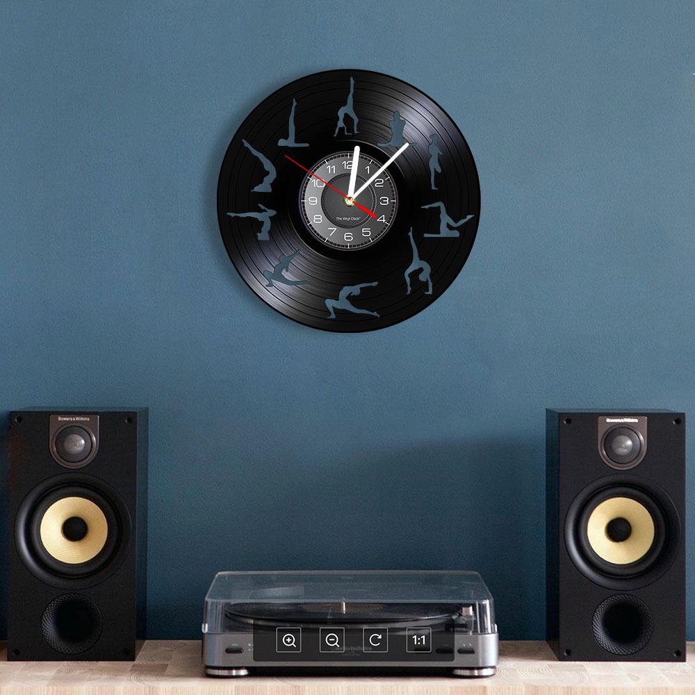 Om Yoga Studio Wall Clock Gymnastics Vinyl Record Wall Clock Zen Meditation Modern Design Decorative Clock Yogi Gift For Girl