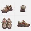 Johnature Casual Genuine Leather Splicing Mesh Mixed Colors Lace Up Fashionable Comfortable Versatile Women's Shoes