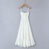 2025 Sweet Embroidered Resort Style Long Dress with French Square Neck - Retro Evening Slimming Gown