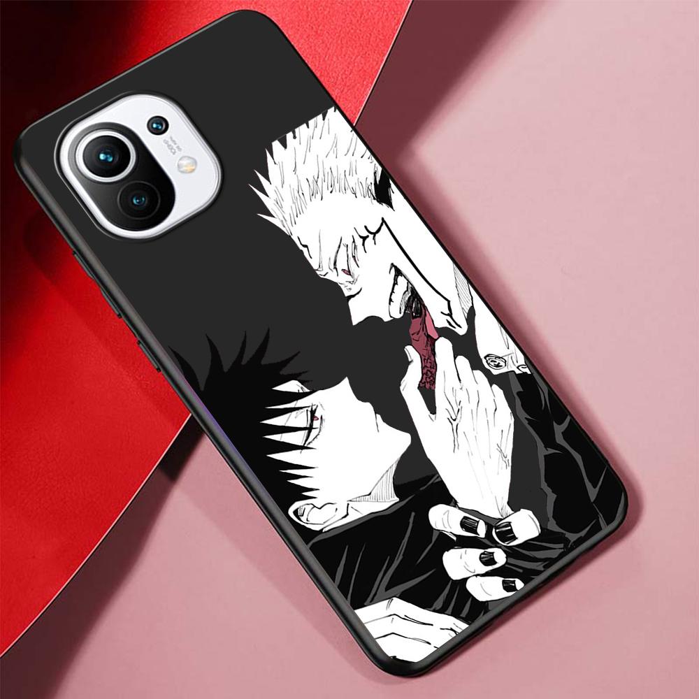 Jujutsu Kaisen Case for Xiaomi 12S Ultra 12 Pro Mi 11 Lite 12X 9T Note 10 10T 9 SE Phone Casing Anime Cover Silicone Black Soft