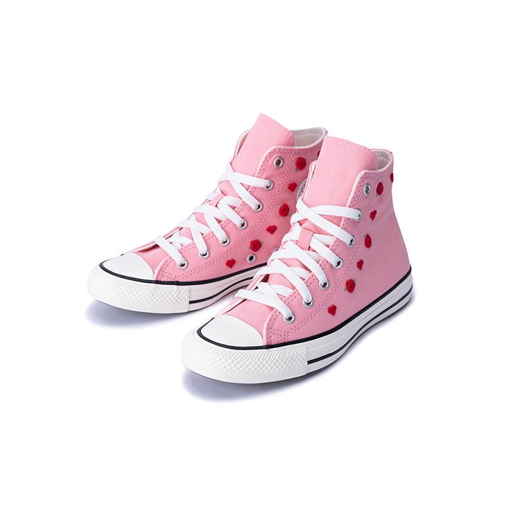 Converse Chuck Taylor All Star Rose Pattern Fashion Versatile Casual High Top Canvas Shoes Kids Sneakers Pink A12624C