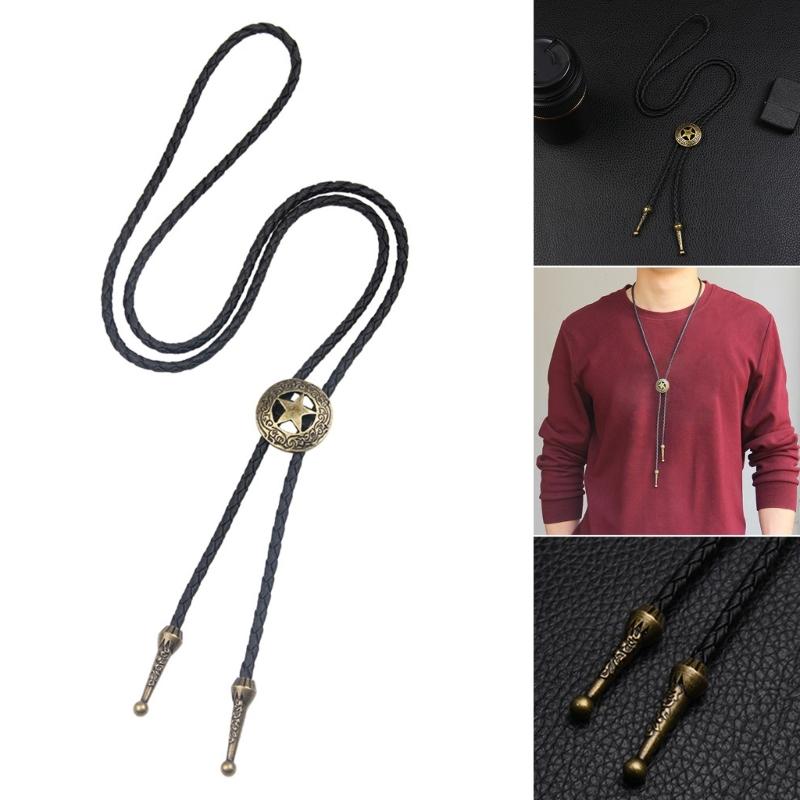 Star Pendant Faux Leather Rope Bolo Tie Shirt Collar Necktie Jewelry Accessories