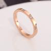 Titanium Steel Ring with Three Diamonds for Couples Stylish Thin Band Finger Ring Fashion Jewelry