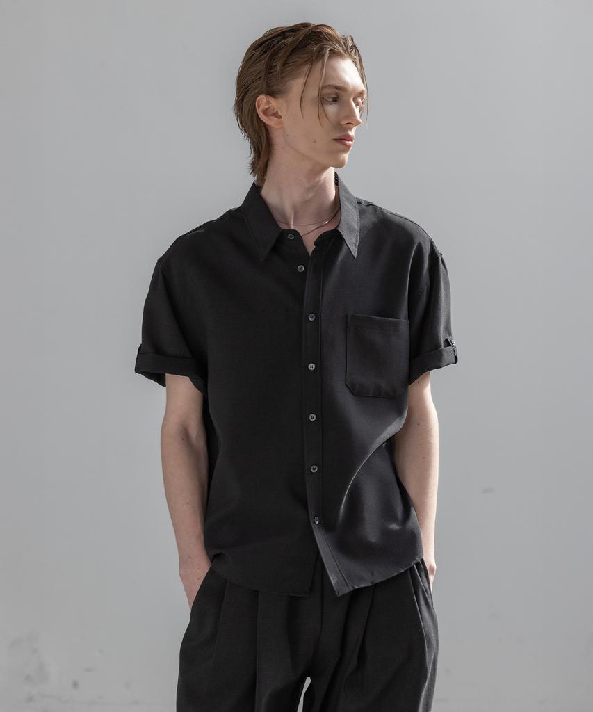 Dekkoloso [Set] Cool Linen-Like Short Sleeve Set [Black]