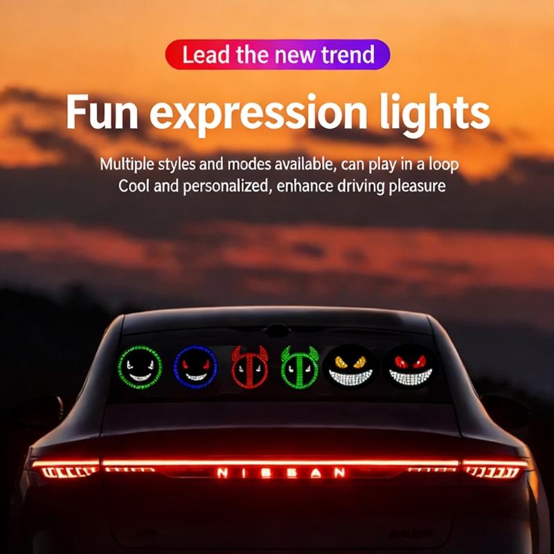 Playful Cartoon Face LED Lamp For Automotive Use With Strong Adhesive Backing And Sturdy Acrylic Material
