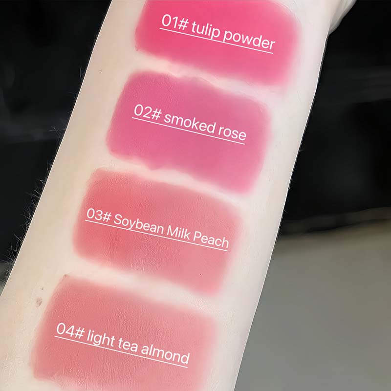 4-Pack Pink Cat Mist Lip Mud Set Nude Matte Lip Makeup Silky Texture Easy to Color Lip Glaze Lipstick
