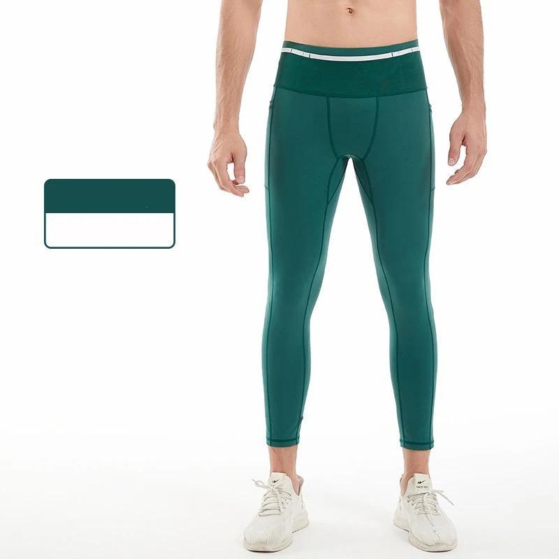 

Мужские компрессионные спортивные брюки с 6 карманами, быстросохнущие, для марафона, бега, велоспорта XL глубоко мох зеленого