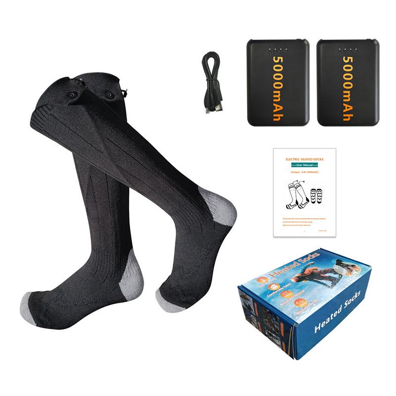 Heated Socks Outdoor Skiing Warm Footwear Constant Temperature Electric Socks With 4-level Temp Control 5000mAh Portable Power
