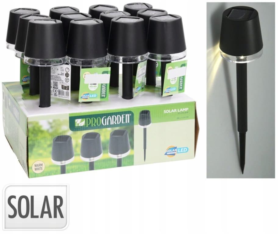 LED Solar Lamp Black 8x29cm Elegant, Compact and Energy-saving