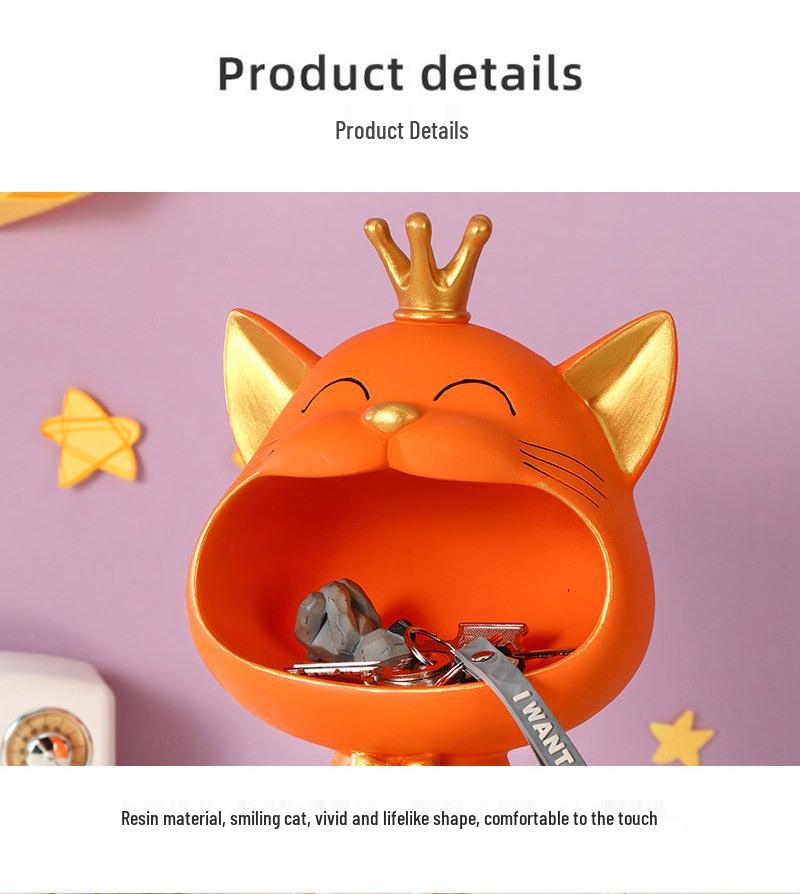 Creative Cat Light Luxury Resin Ornament for Home Decor & Key Storage