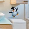 Cartoon Mischievous Penguin Playing In Water Bathroom Decoration Wall Sticker for Interior Design