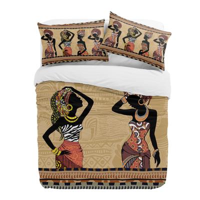 Ethnischer Stil Afrikanische Frauen Schwarze Frauen 3-teiliges Bettwäscheset für Doppelbett Heimtextilien Bettbezug Steppdeckenbezug Kissenbezug