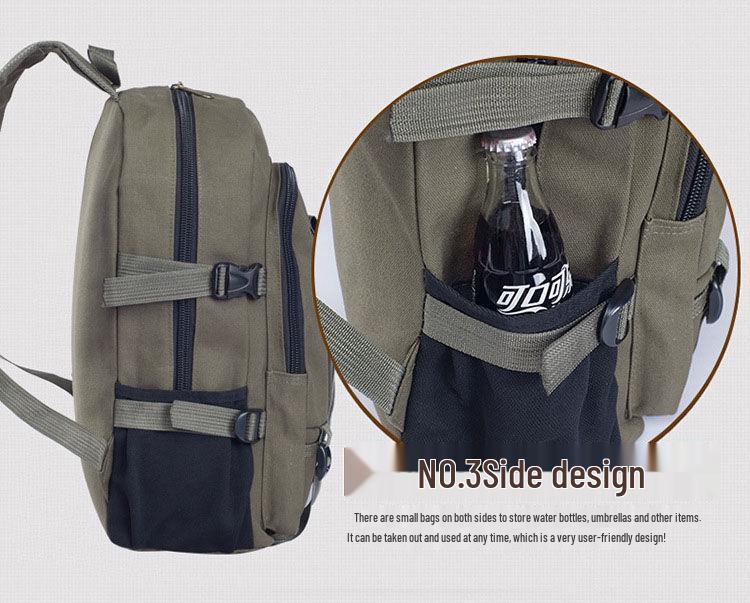 2022 Men's Casual Canvas Backpack, Large Capacity, Fashionable Double Shoulder Bag for Travel and School