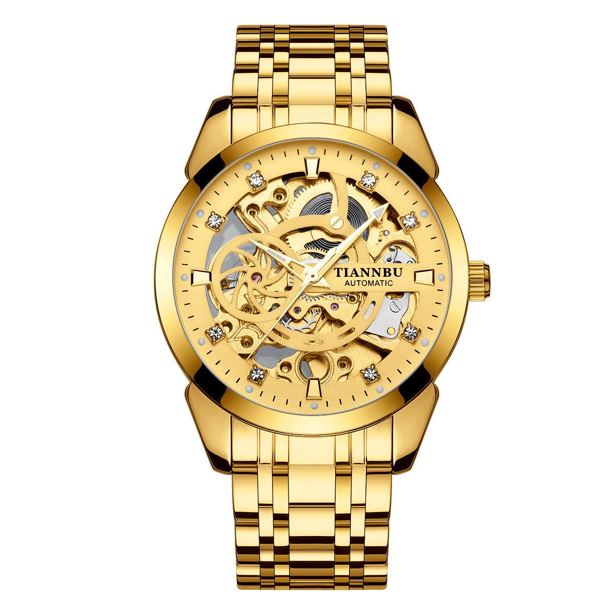 Tiannbu Tianbo Automatic Mechanical Men S Watch Luminous Waterproof Steel Belt Butterfly Buckle Tourbillon Watch Men