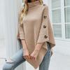 Winter Autumn High Neck Knitted Sweater Comfortable Casual Shawl Cape Solid Color New Fashion