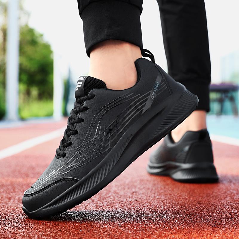 Men's Shoes Spring and Summer New Leather Waterproof Sports Shoes Men's Breathable Outdoor Running Shoes Non-slip and Wear-resistant Casual Shoes Men