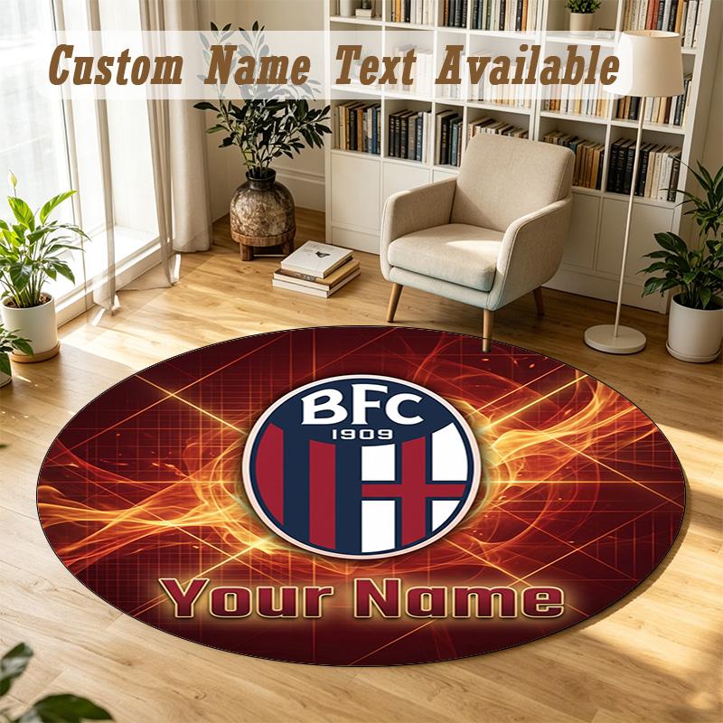 Round Rug Custom NameBologna FC Pattern Non Slip Carpet Home Floor Decor