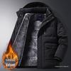 Herren Winter Mittellange Verdickte Baumwolljacke für Mittleren Alters & Ältere mit Zusätzlichem Fleece