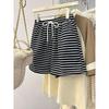 Koreanischer Stil Gestreifte Damen Sommer-Pyjamahose, Schlankmachend, Locker, Outdoor, Lässig, Vielseitig, Haus- und Laufshorts