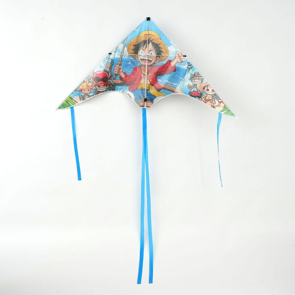 Weifang Cartoon Delta Double-Tail Kite: Handmade, Plaid, Easy-Fly, Curved Edge, Outdoor Toy for Kids