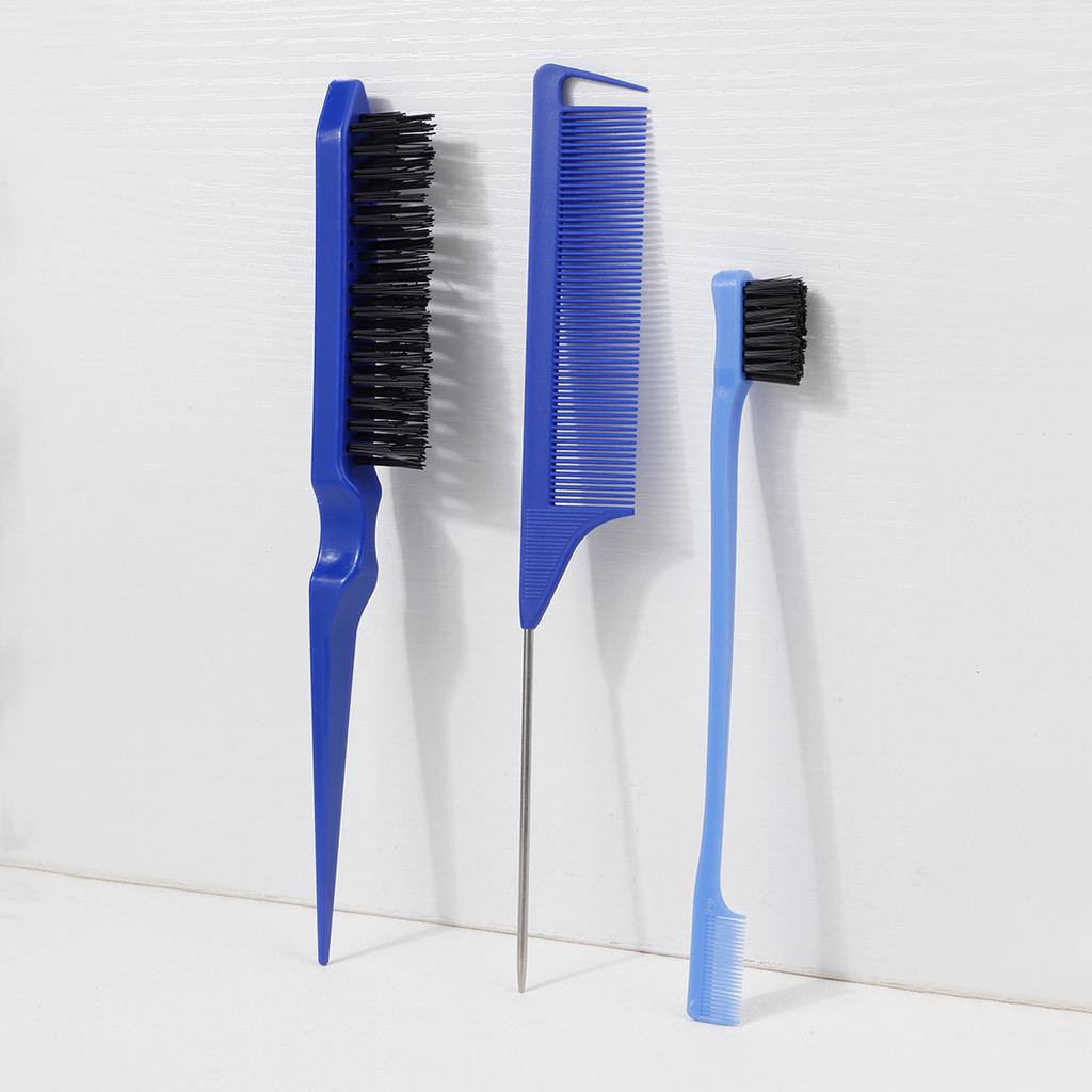 Hair Brush Set - 3 Pcs, Slick Back, Rat Tail, Teasing Comb for Kids and Baby Hair Smoothing
