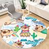 1PC Pug Party Office Round Area Rug,  Mat Suitable ForOffice, Under Office Chairs Bedroom Living Room Home Decor, Room Deco