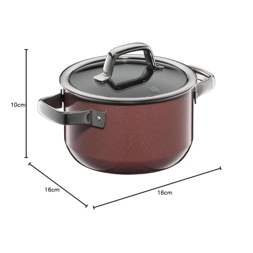 WMF FusionTech Mineral High Casserole RQ (Rose Quartz), 16cm, Induction and Gas Compatible, Waterless Cooking, Made with Natural Mineral Materials, Ma