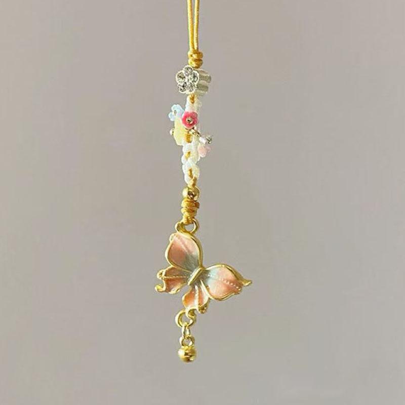 Blue Water Drop Pendant, Butterfly Flower Necklace, Simple and Versatile Necklace.