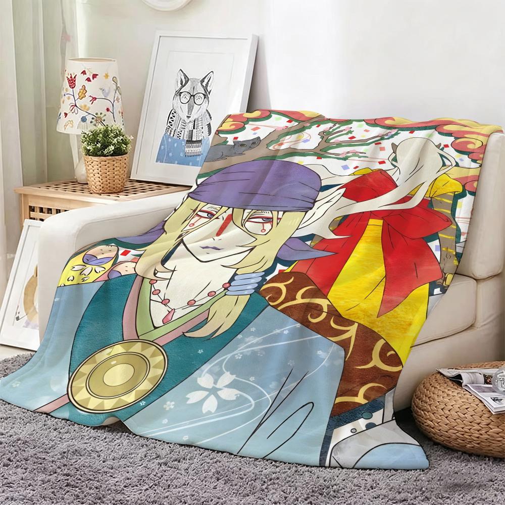 Ukiyo e style Yokai Anime M-Mononokes Throw Lightweight 240g Flannel Blanket Soft Skin-friendly for Summer Cooling