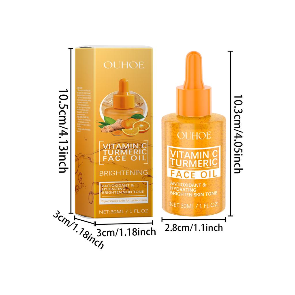 OUHOE Turmeric Vitamin C Oil Dark Spots Removal Freckle Whitening Moisturizing Tightening Brightening Glowing Skin Care Product