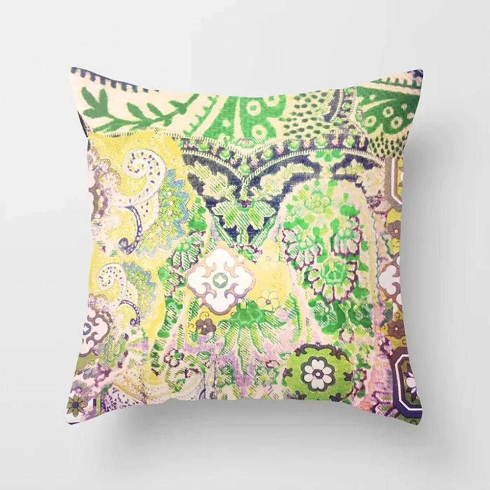 Home Decor Pillowcase Boho Psychedelic Texture Polyester Print  for Bedroom Living Room 45x45cm Funda De Almohada