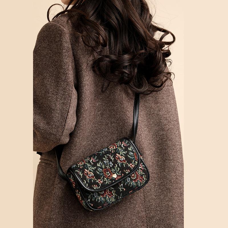 Yogodlns Hochwertige Damen Umhängetaschen Neue Retro Blumen Messenger Bags Damen Ein-Schulter Kleine Quadratische Taschen