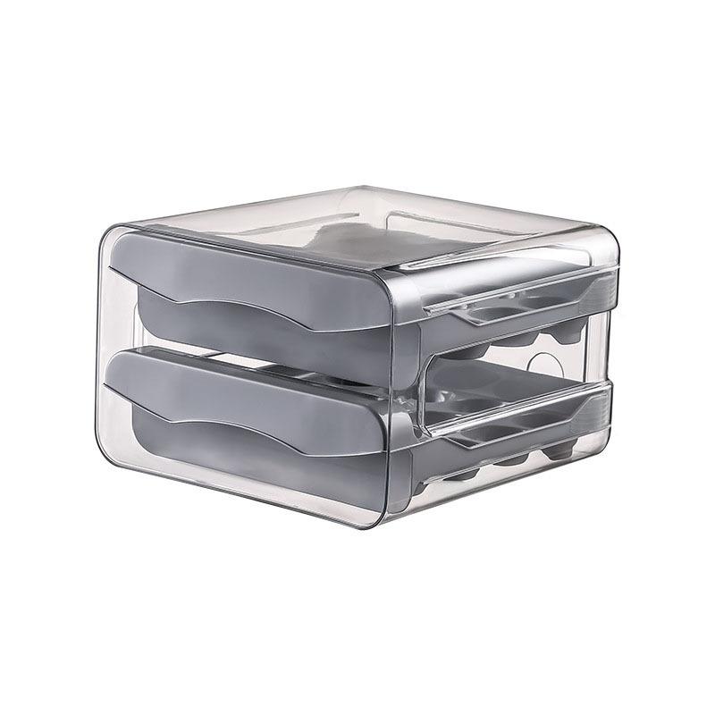Household Refrigerator Drawer Style Egg Boxes Food Grade Preservation Organization Plastic Kitchen Egg Double-Layer Storage Box