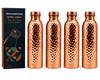 Nirmal Ganga Pure Copper Water Bottle - Hammered Design, 1 Litre Capacity, Premium Shudh Tamba, Excellent Export Quality // Pack of 4