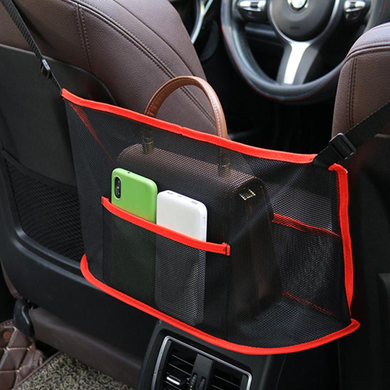 Large Capacity Car Seat Net Pocket Handbag Purse Holder Bag Organizer Storage Pet Net Barrier Dog Pouch Between Back Seats