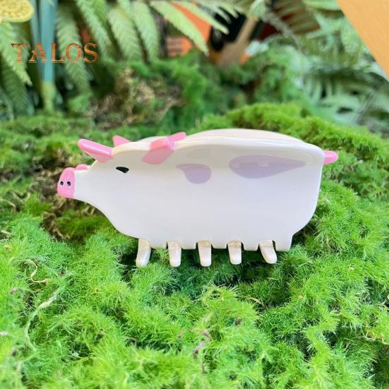 Animal Shape Hair Claw Cartoon Chicken Pig Milk Shape Hair Clip Acetic Acid Anti-slip Design Women Girl Hair Accessories