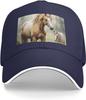 Horse Print Baseball Cap Adjustable Polyester Casual Summer Outdoor Golf Dad Hat
