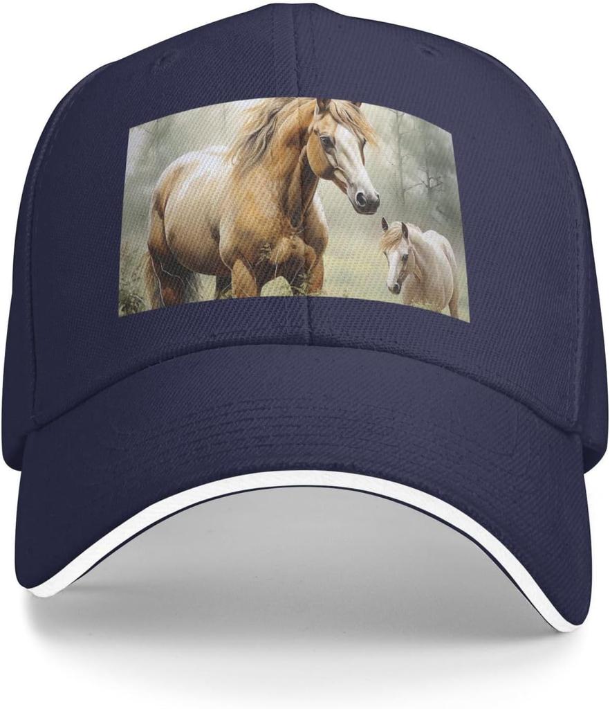 Horse Print Baseball Cap Adjustable Polyester Casual Summer Outdoor Golf Dad Hat