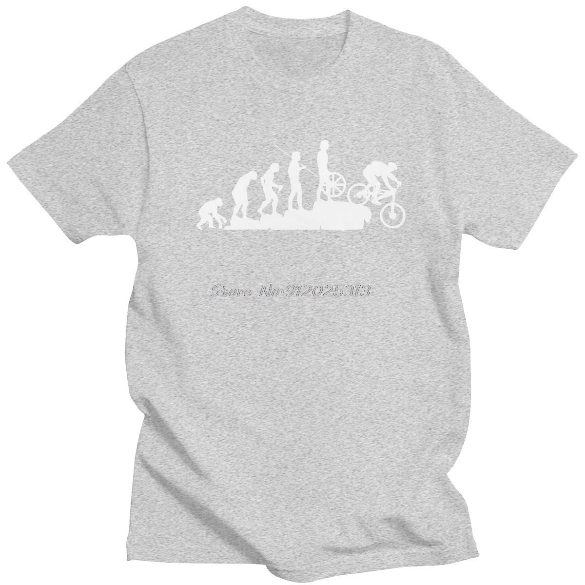 Funny Mens MTB Biker Evolution T Shirts Short Sleeves Cotton Tshirt Mountain Biking Downhill Tshirt Bicycle Tee Clothing Gift S